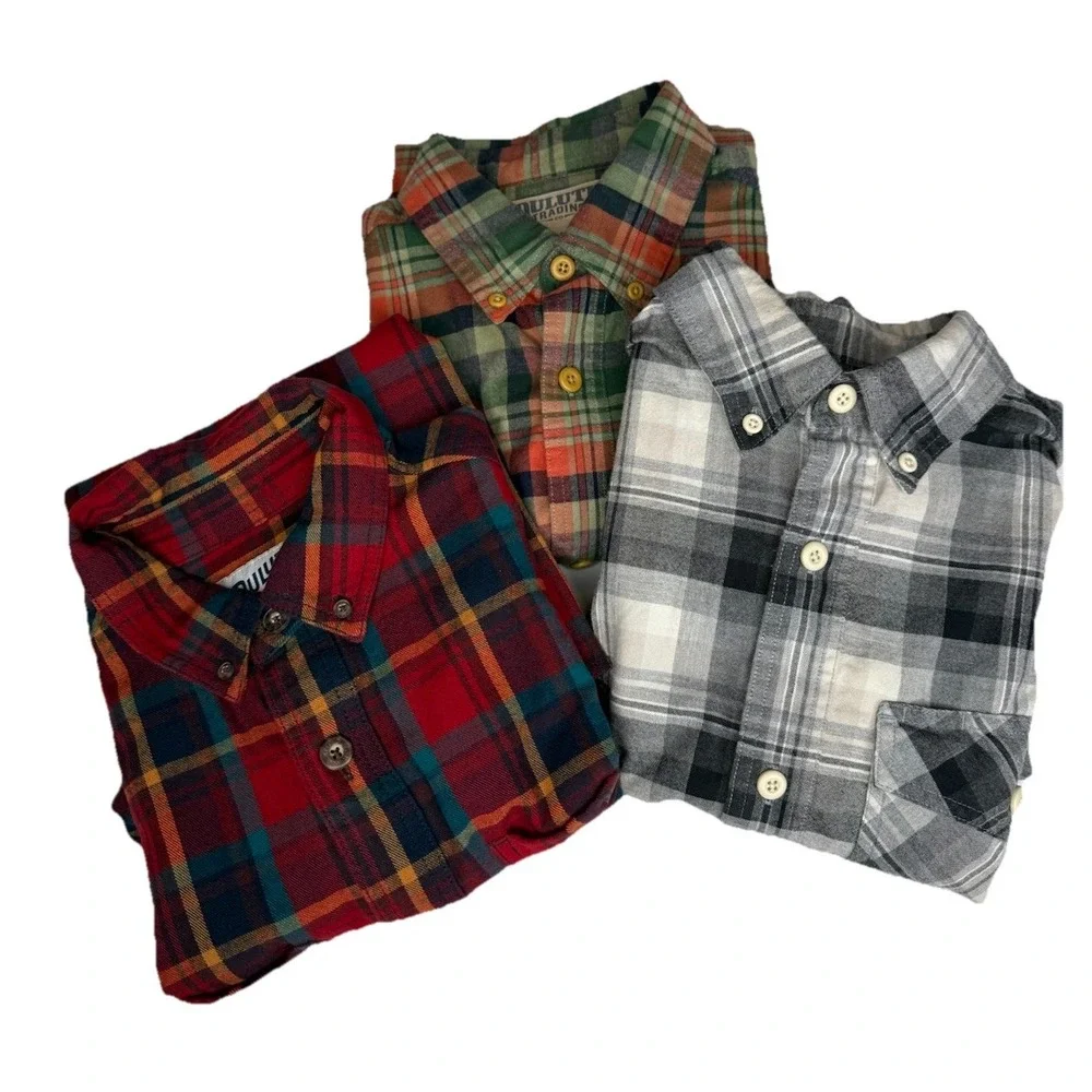 Lot of 3 Duluth Trading Men's Trim Fit Plaid Flannel Shirts Size Medium EUC